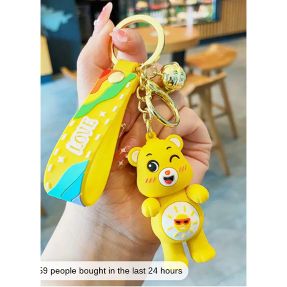 Birthday Bear Yellow Carebear keychains